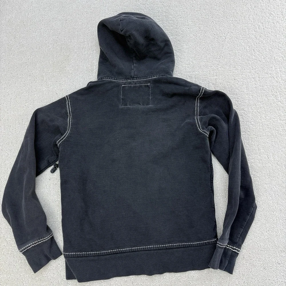 True Religion Y2K Classic Zip Hoodie‎ Faded Black Contrast Stitch USA S $168